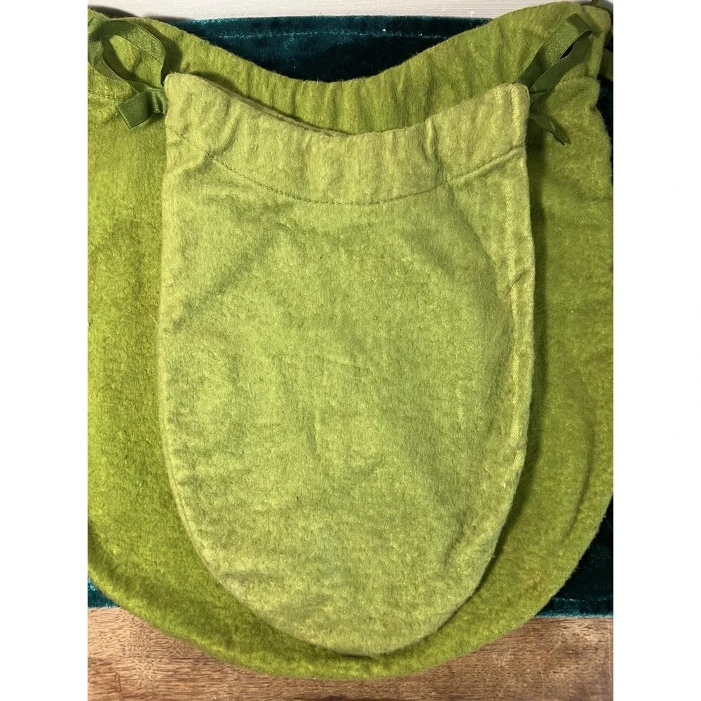 As Is-light Staining-4 Pc. Set Vintage Tiffany And Co. New York Green Felt Bags